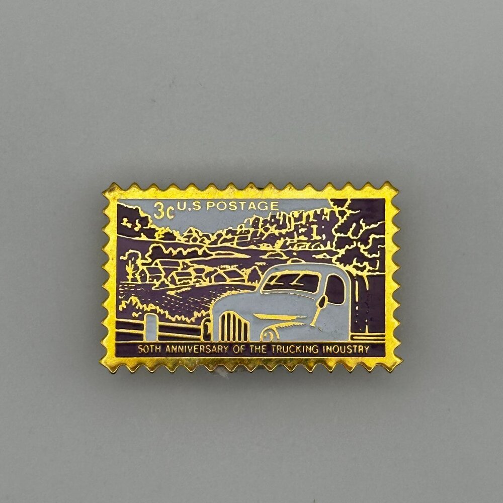 Vintage 3c U.S. Postage Stamp Pin 50th Anniversary of the Trucking Industry